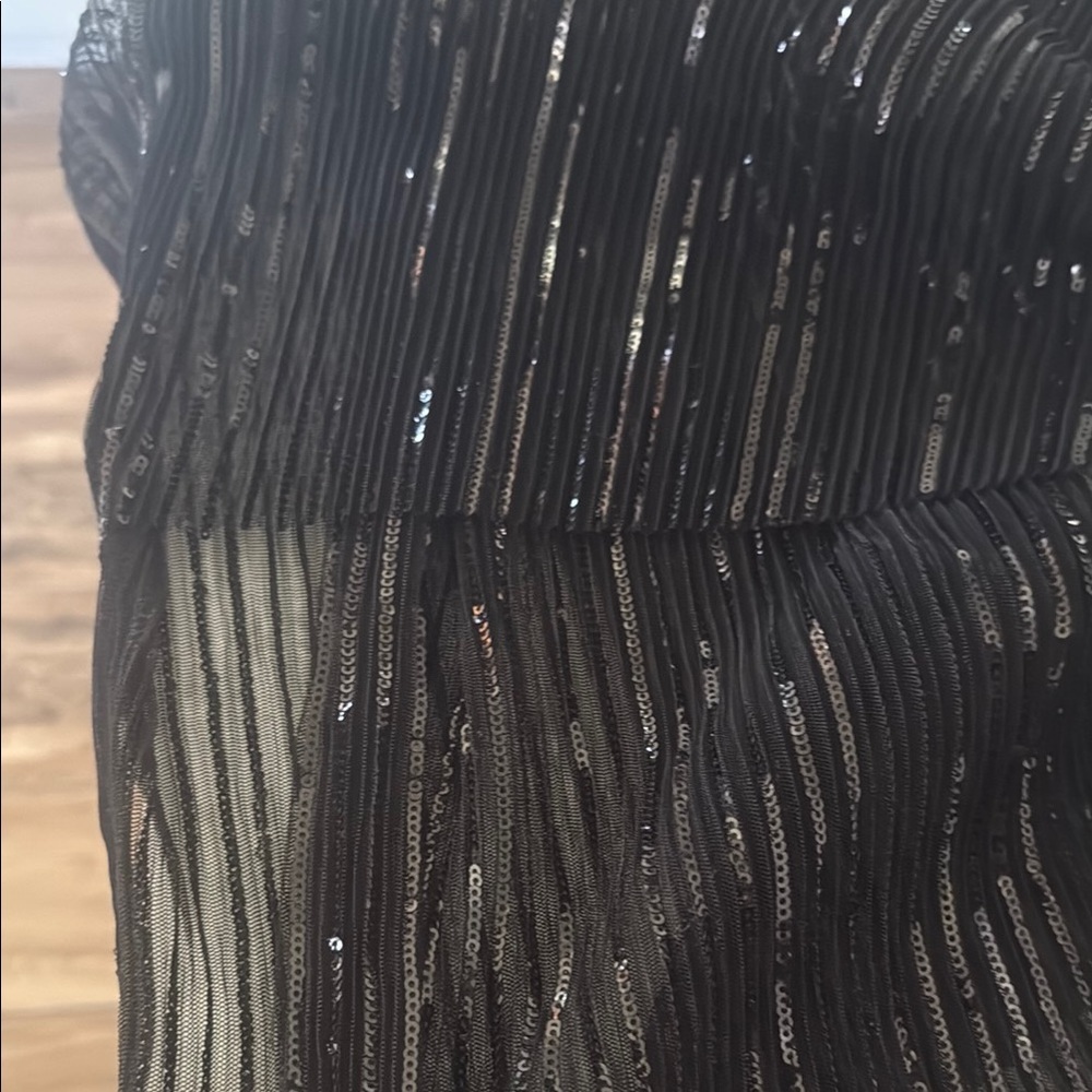 Maje Black Silver Pleated Embellished Gown - Picture 6 of 6